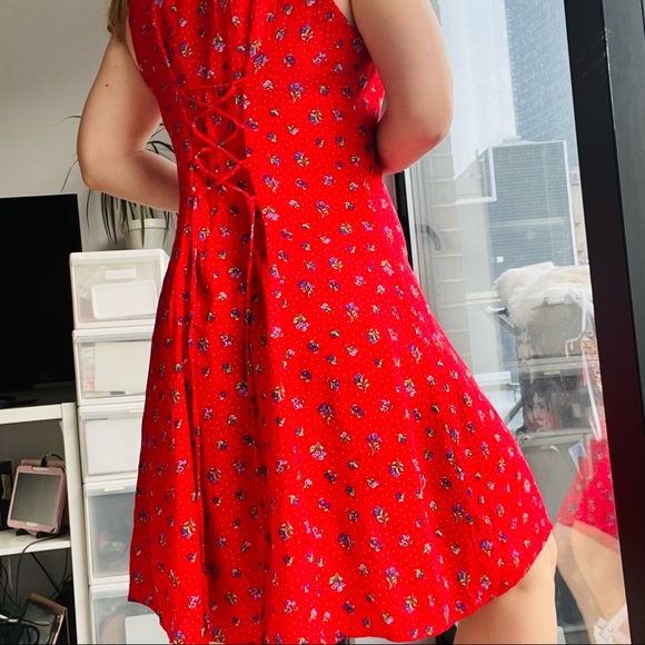 CDC Caren D Sea Shell Two Raw Button Down Front LaceUp Sleeveless Shift Dress - Picture 10 of 13